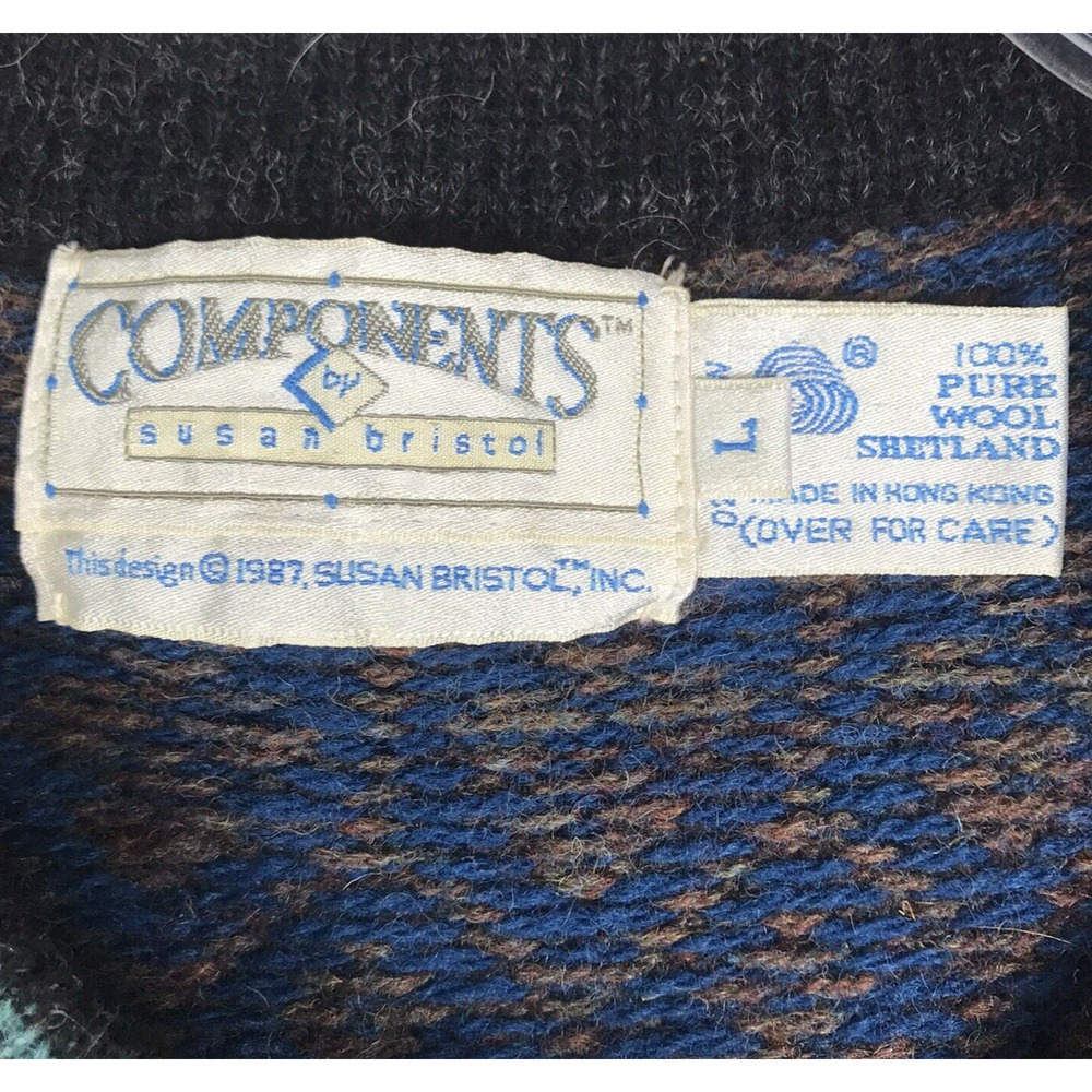 Susan Bristol Multi-Pattern Knit Vest in Teal, Purple, Navy & Black - Picture 6 of 7
